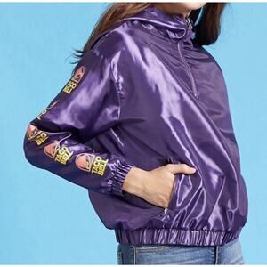 Taco Bell x Forever 21 Collab Purple Satin Windbreaker Size XS Logo Wear 2017